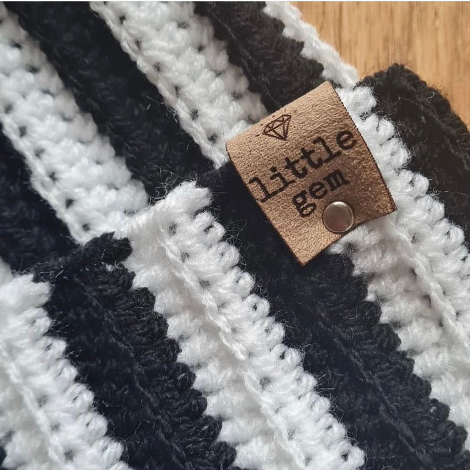 Suede fold over tags