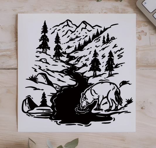 Wolf in stream stamp