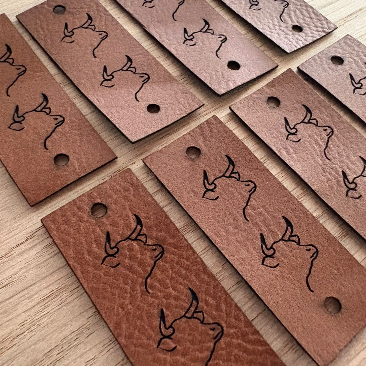 Vegan faux leather fold over tags