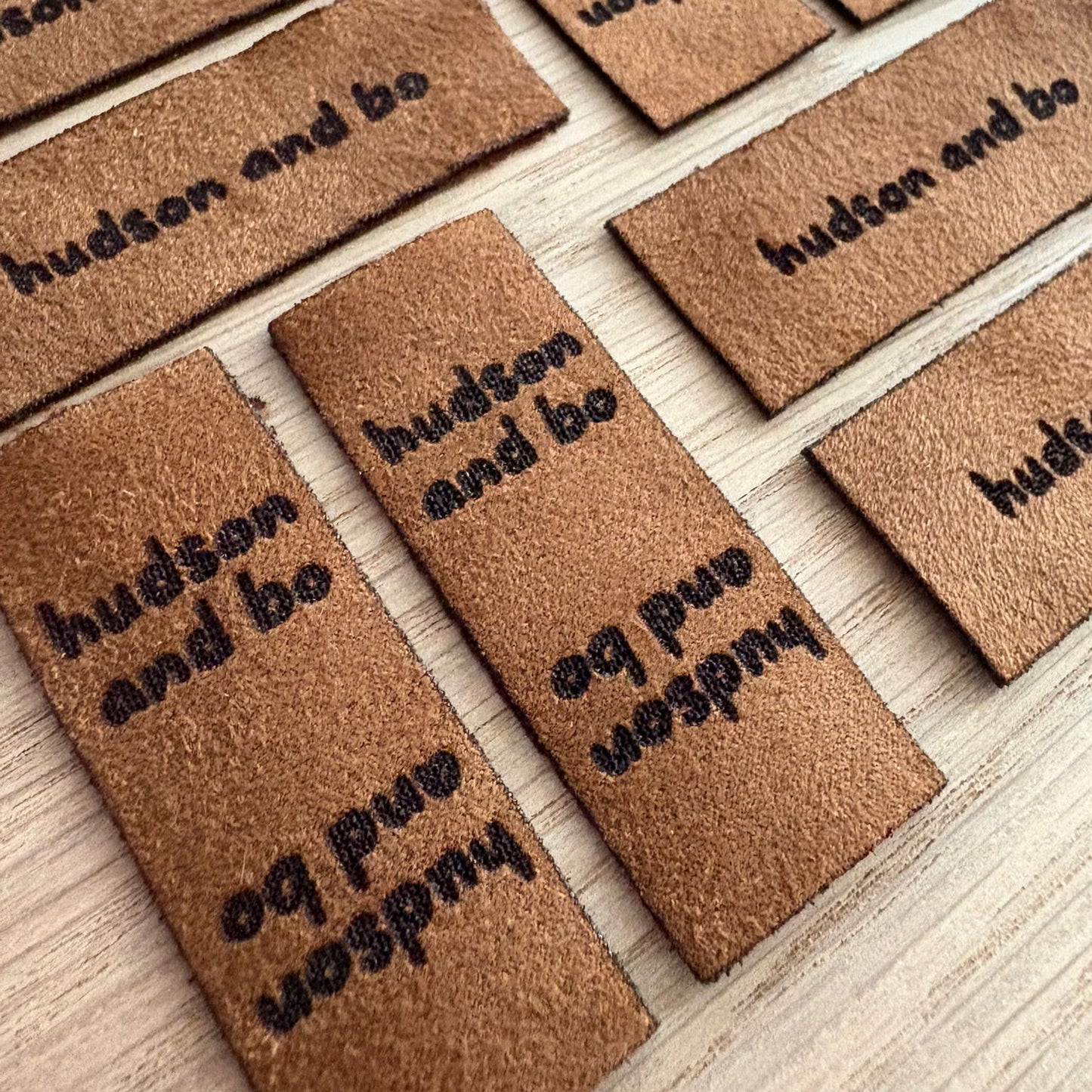 suede fold over tags