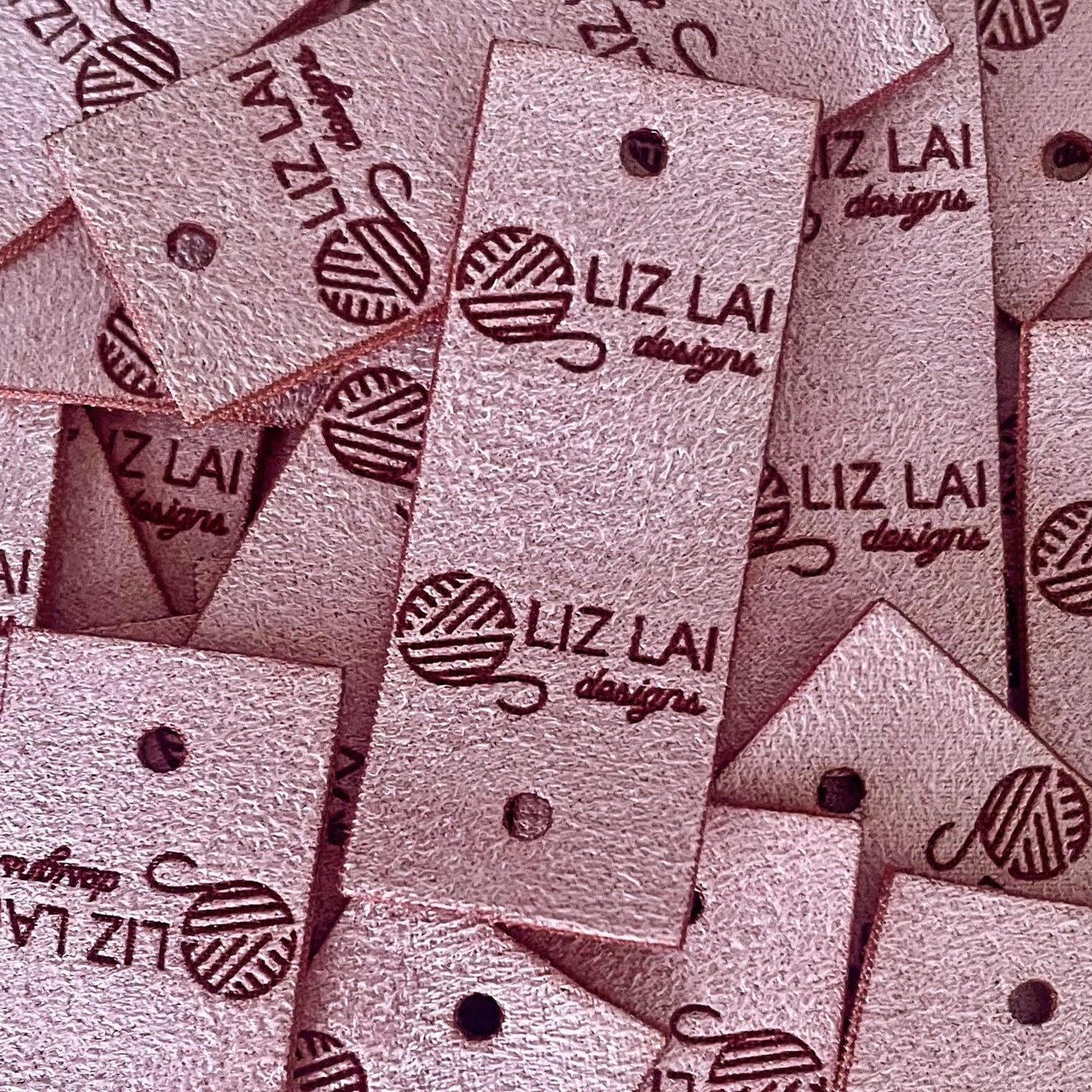 Blush pink faux suede labels