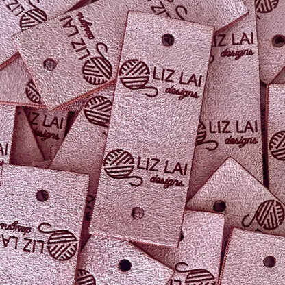 Blush pink faux suede labels